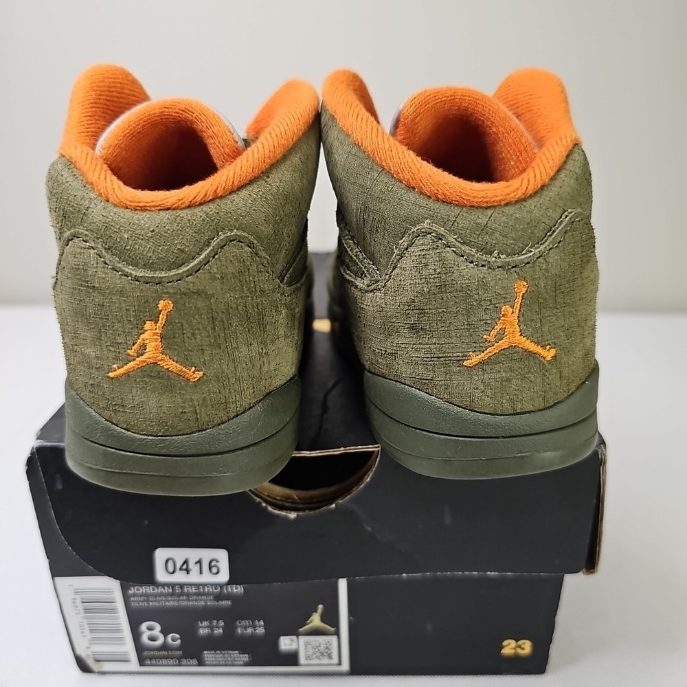 8C Toddler Nike Air Jordan 5 Retro "Olive" Army Solar 2024 440890-308 VNDS - Picture 6 of 13